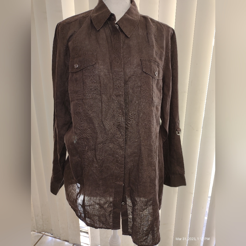 Chicos Linen Button Front Shirt 3